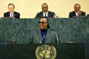 Fotografía Stevie Wonder en la ONU